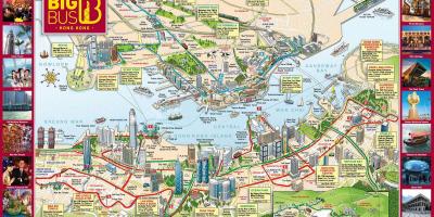 Hong Kong grande autobús de turismo mapa