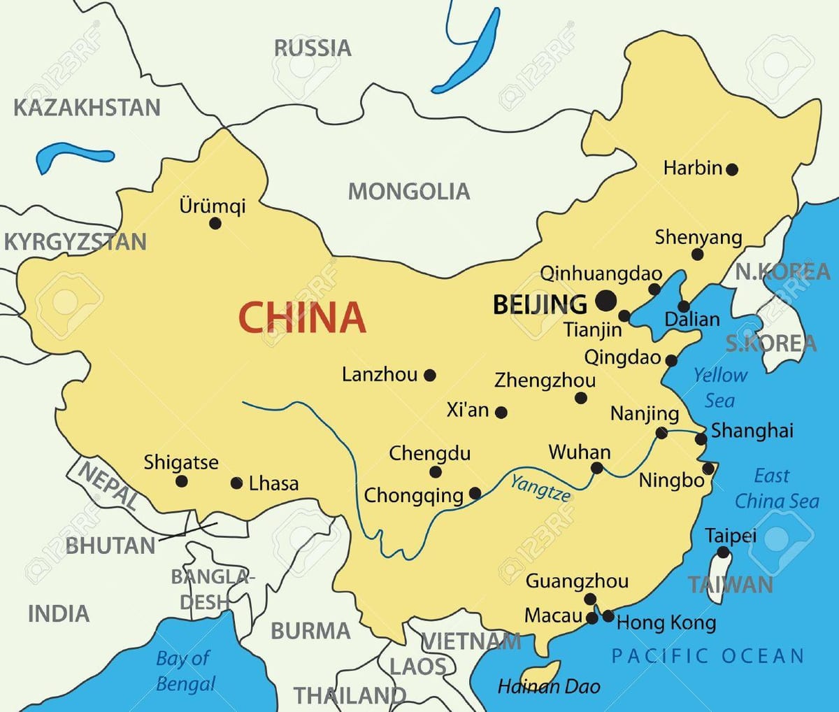 mapa de Taiwán e Hong Kong