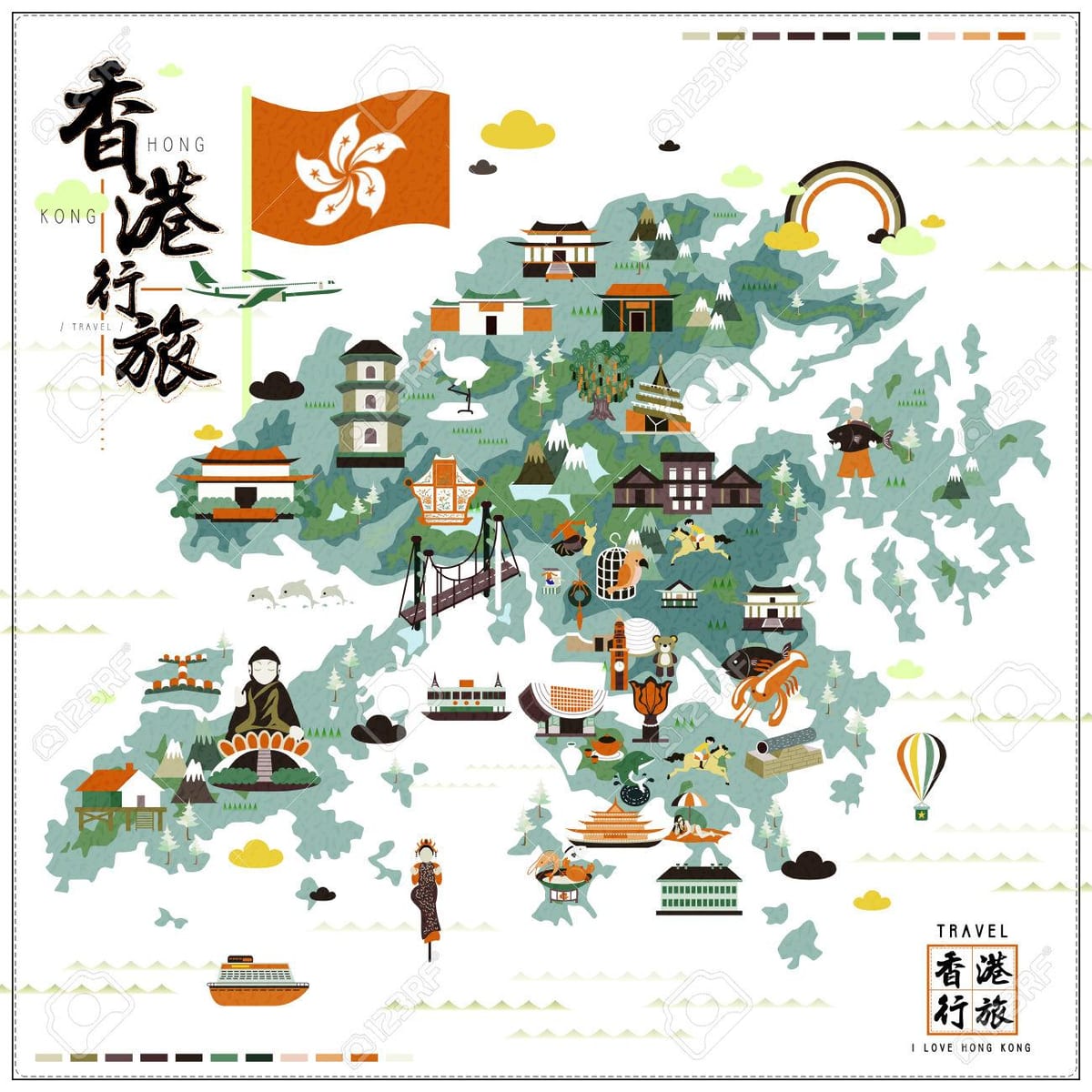 Hong Kong atraccións turísticas mapa