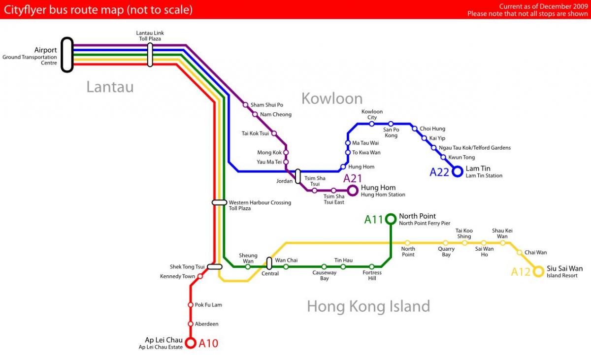 Hong Kong ruta de autobús mapa