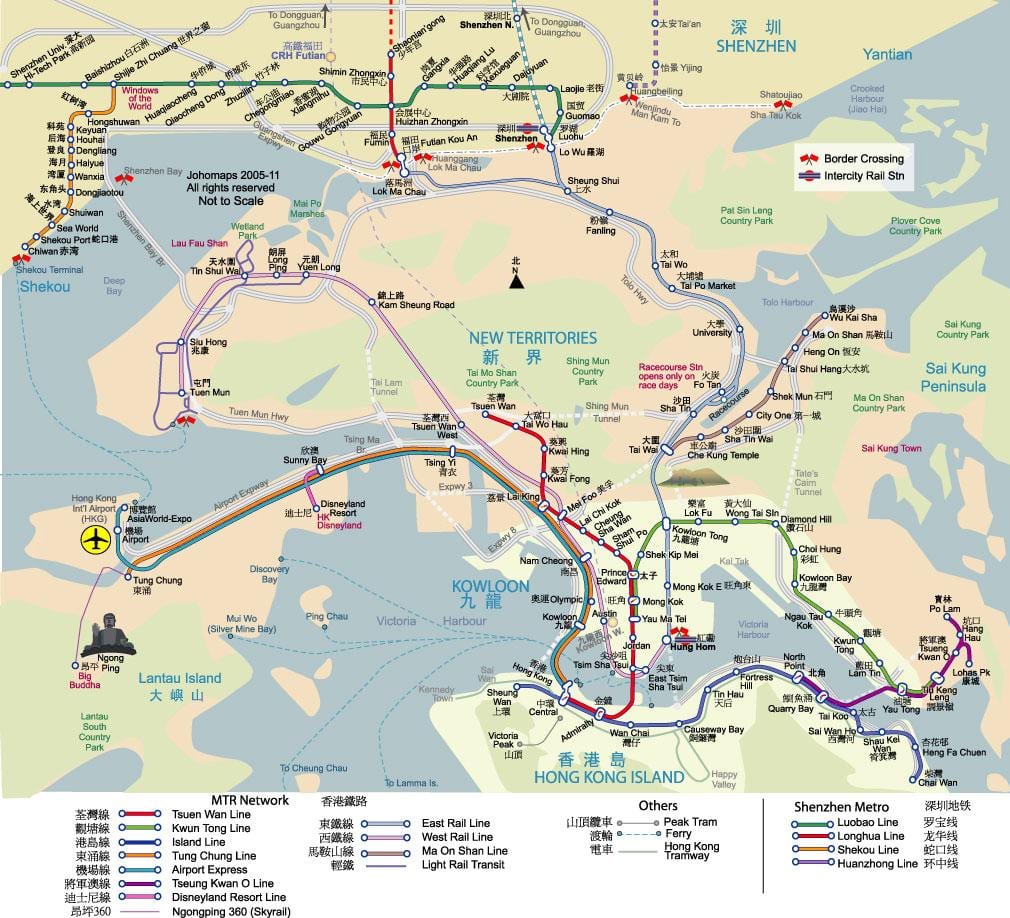 Hong Kong paseo a pé mapa