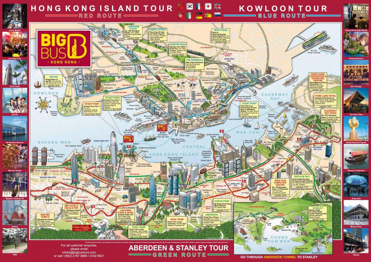 hop on hop off autobús Hong Kong mapa