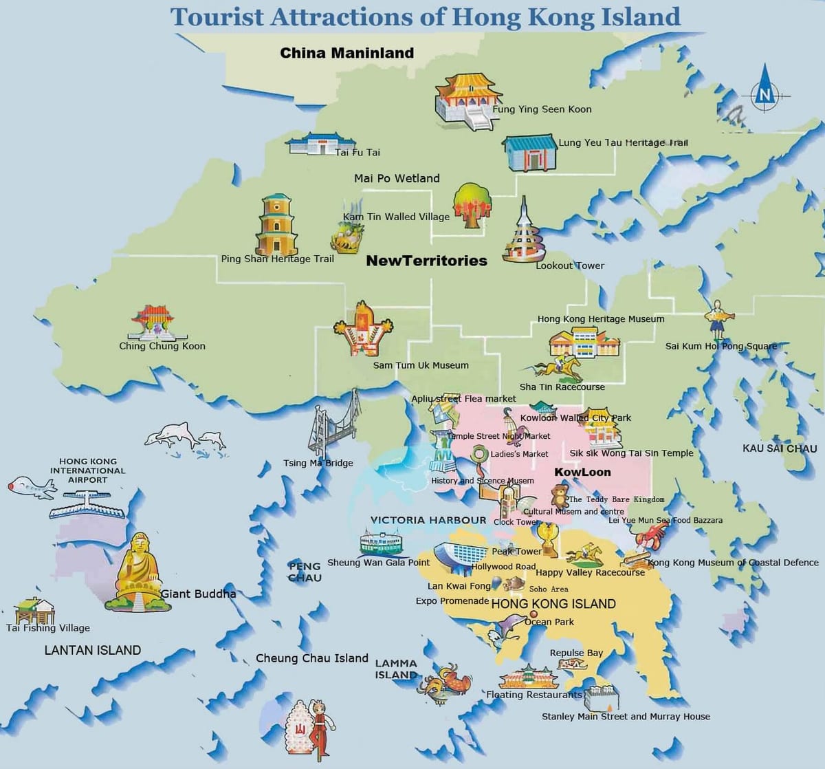mapa turístico de Hong Kong