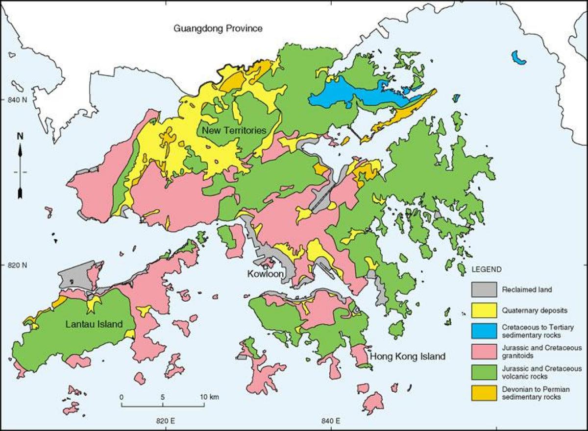 mapa xeolóxico de Hong Kong