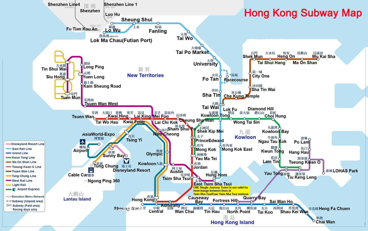 mapa metro de Hong Kong