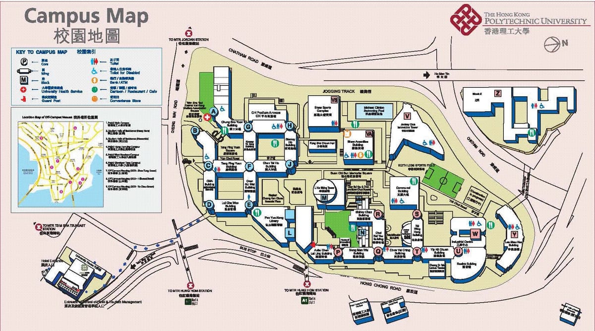 mapa de Hong Kong universidade politécnica