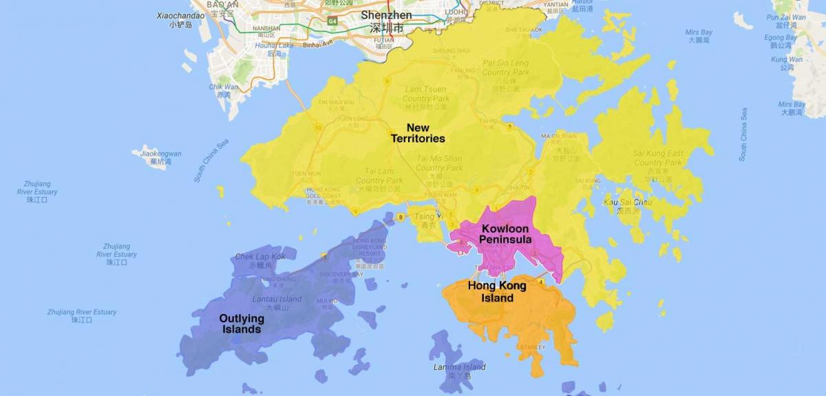mapa de Hong Kong área