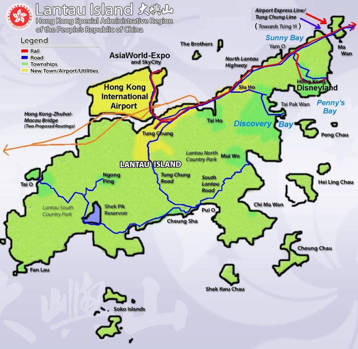 Hong Kong illa mapa turístico
