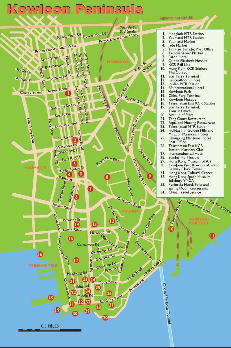 Kowloon atraccións mapa