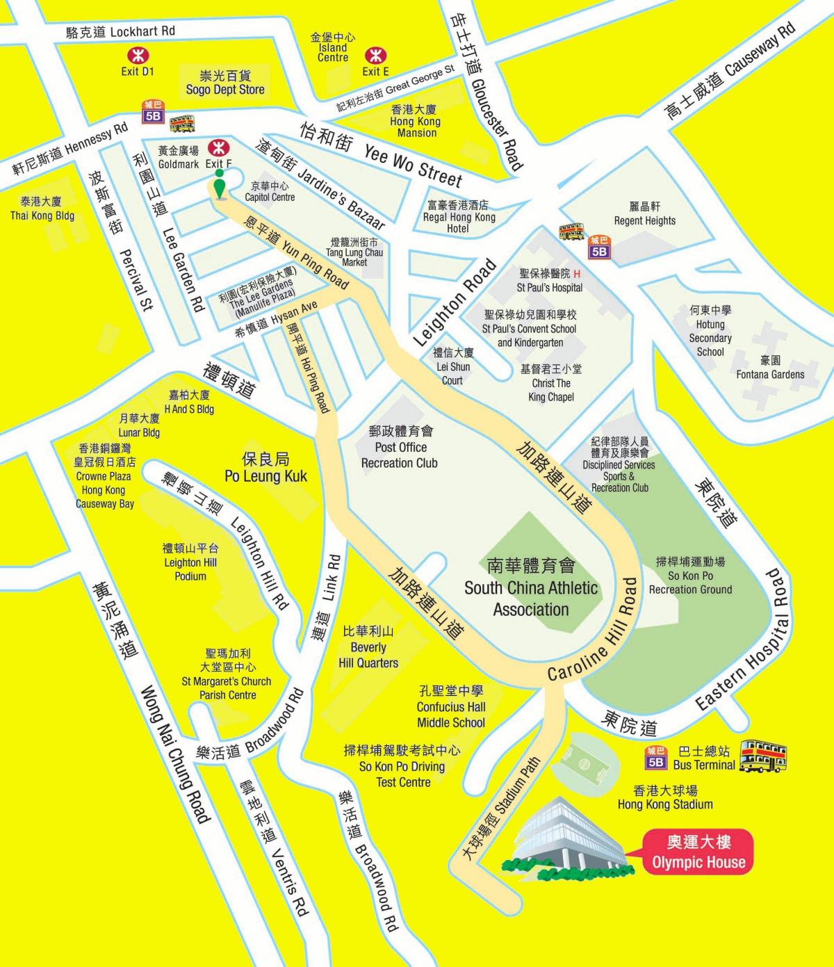 Olímpico MTR estación mapa