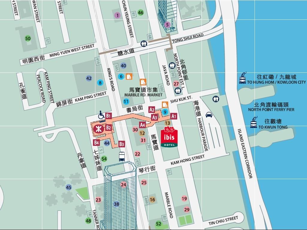 norte punto MTR estación de saída mapa