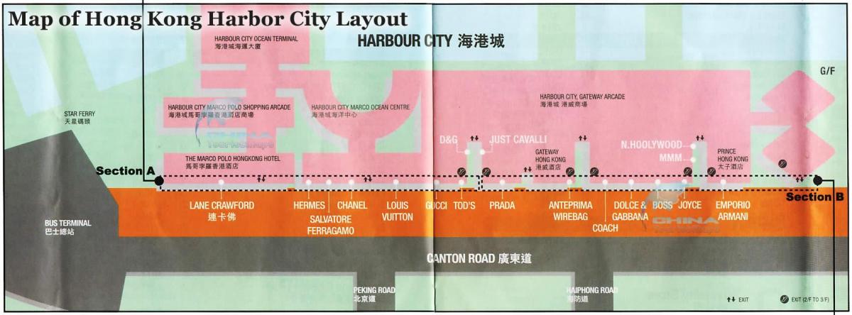 mapa de porto da cidade de Hong Kong