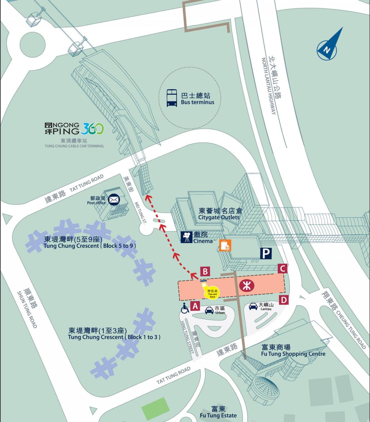 Tung Chung liña MTR mapa