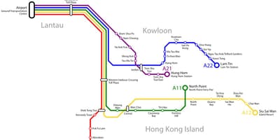 Hong Kong ruta de autobús mapa