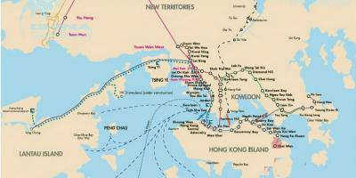 Hong Kong rutas de ferry mapa